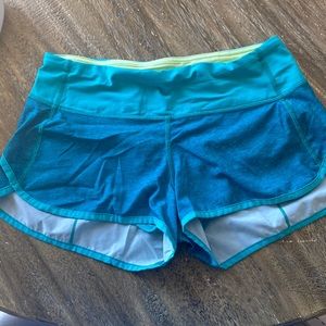 Lululemon speed up shorts, pretty blue color, size 4. True to size.